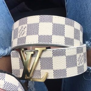 White Louis Vuitton belt
